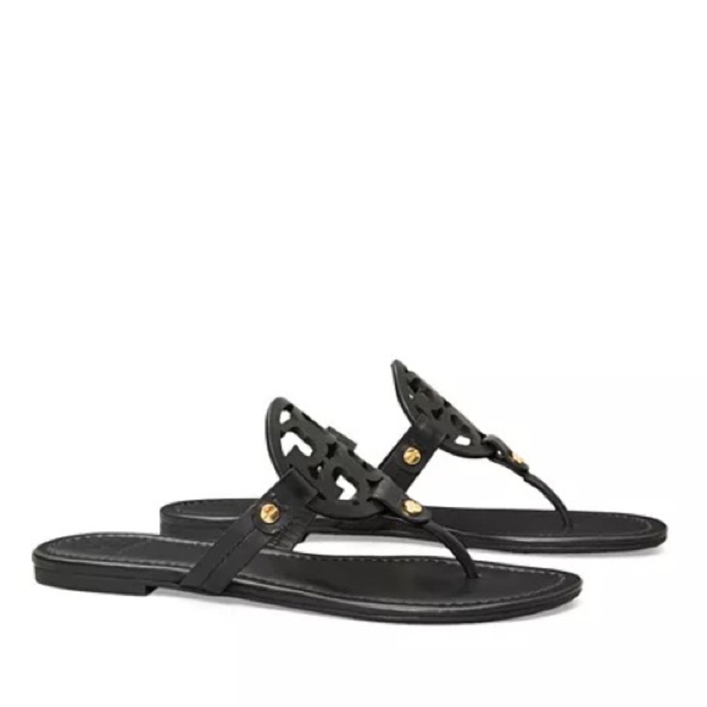 Tory Burch Black Leather Miller Thong Sandals - Size 5.5